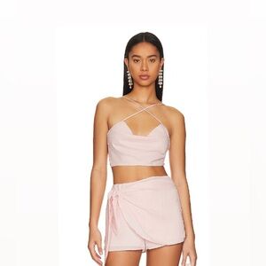 NWT Lovers & Friends Revolve Two Piece Skort And Cropped Top Blush Pink Size XS
